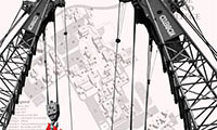 'Building RIC' newspaper cover featuring cranes moving the title words with a map of RIC in the background.