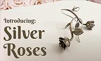 ad for rose shaped silver earings