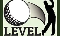 logo featuring a glolfer hitting a golf ball